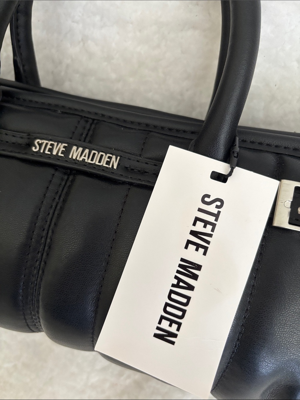 Steve Madden Black Quilted Mini Satchel Crossbody - Picture 2 of 7